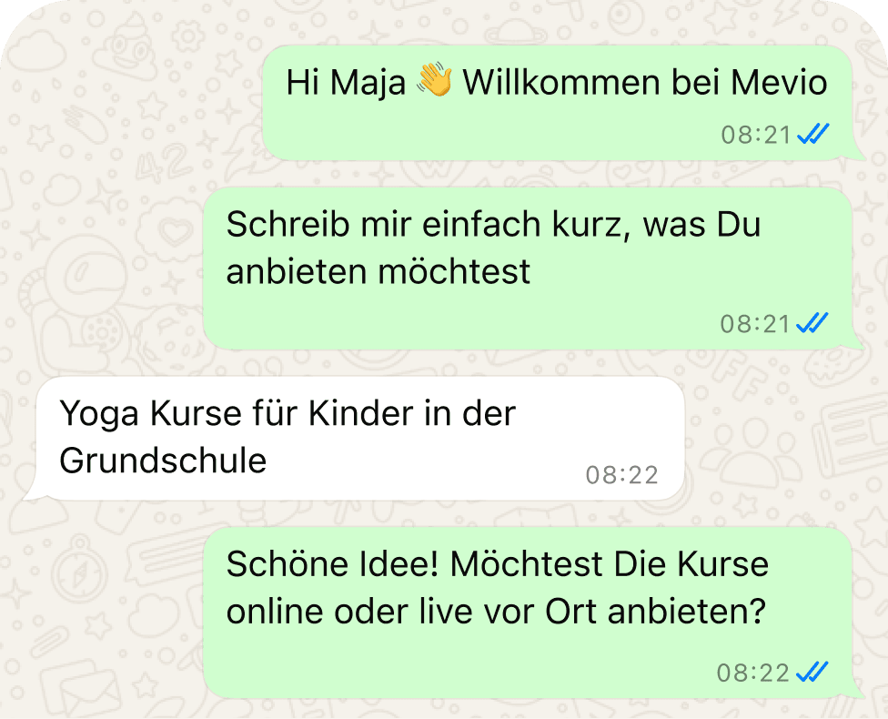 Screenshot: Messenger-Chat mit Mevio