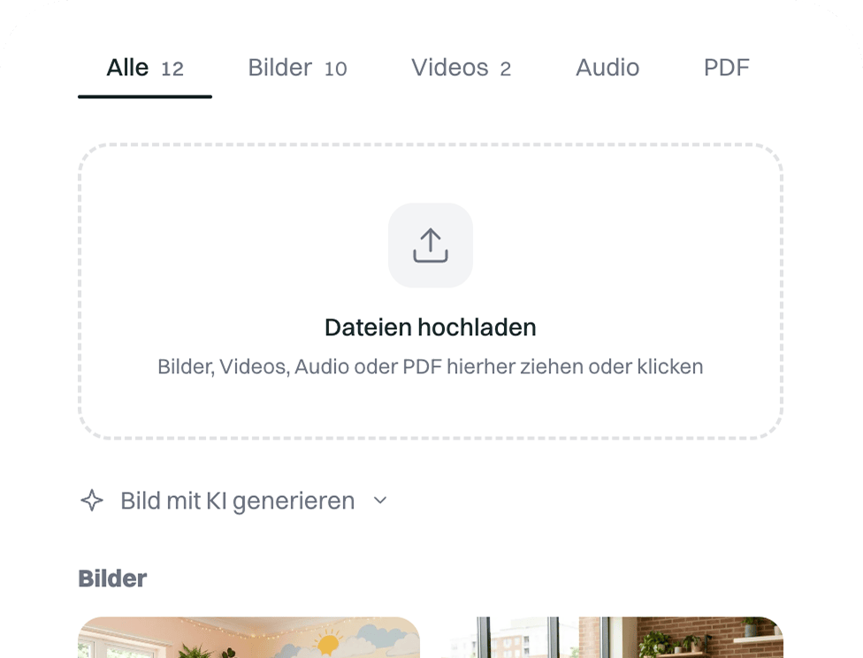 Screenshot: Media Library mit KI-Bildgenerator
